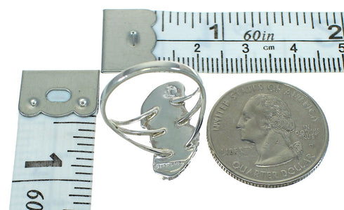 Coral And Turquoise Silver Southwest Flower Ring Size 7 AX81979